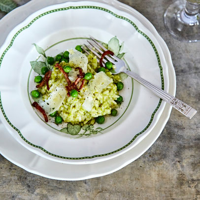 Delicious: Garden pea risotto