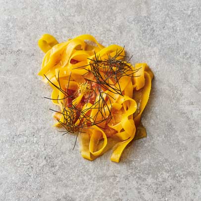 Fettucine of Gete Okosomin Squash Brown Butter and Fennel Pollen