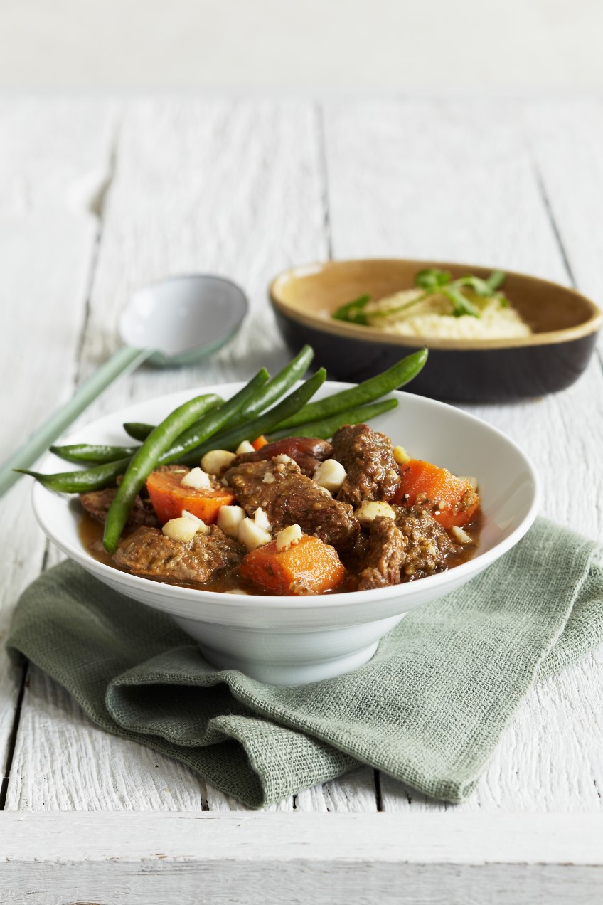 Lamb and kumara tagine with macademias