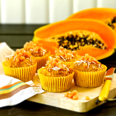 Papaya and coconut muffins