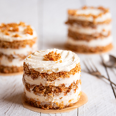 Mini carrot cakes with cream cheese frosting
