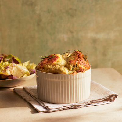 Spring Herb and Goats’ Cheese Soufflé